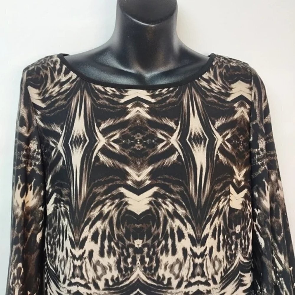 R&M Richards Black Brown White Fringe Dress Size 10 NWT - Picture 5 of 12